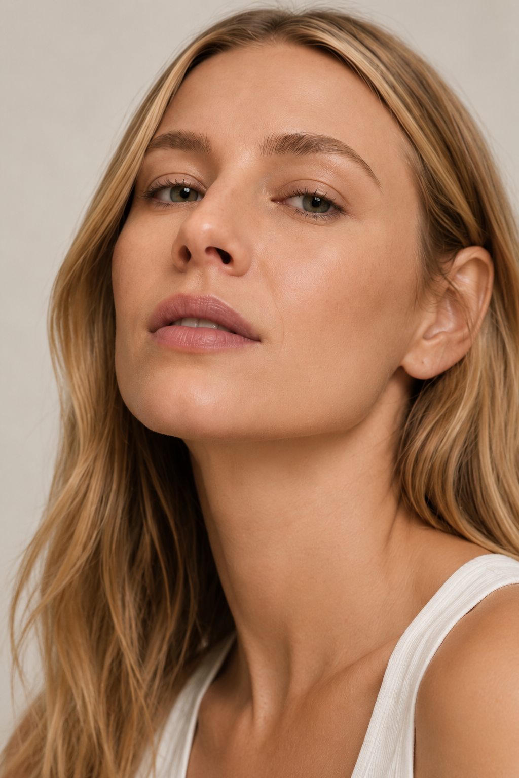 NAYA model with lifted chin for LONGEVITY skin state.