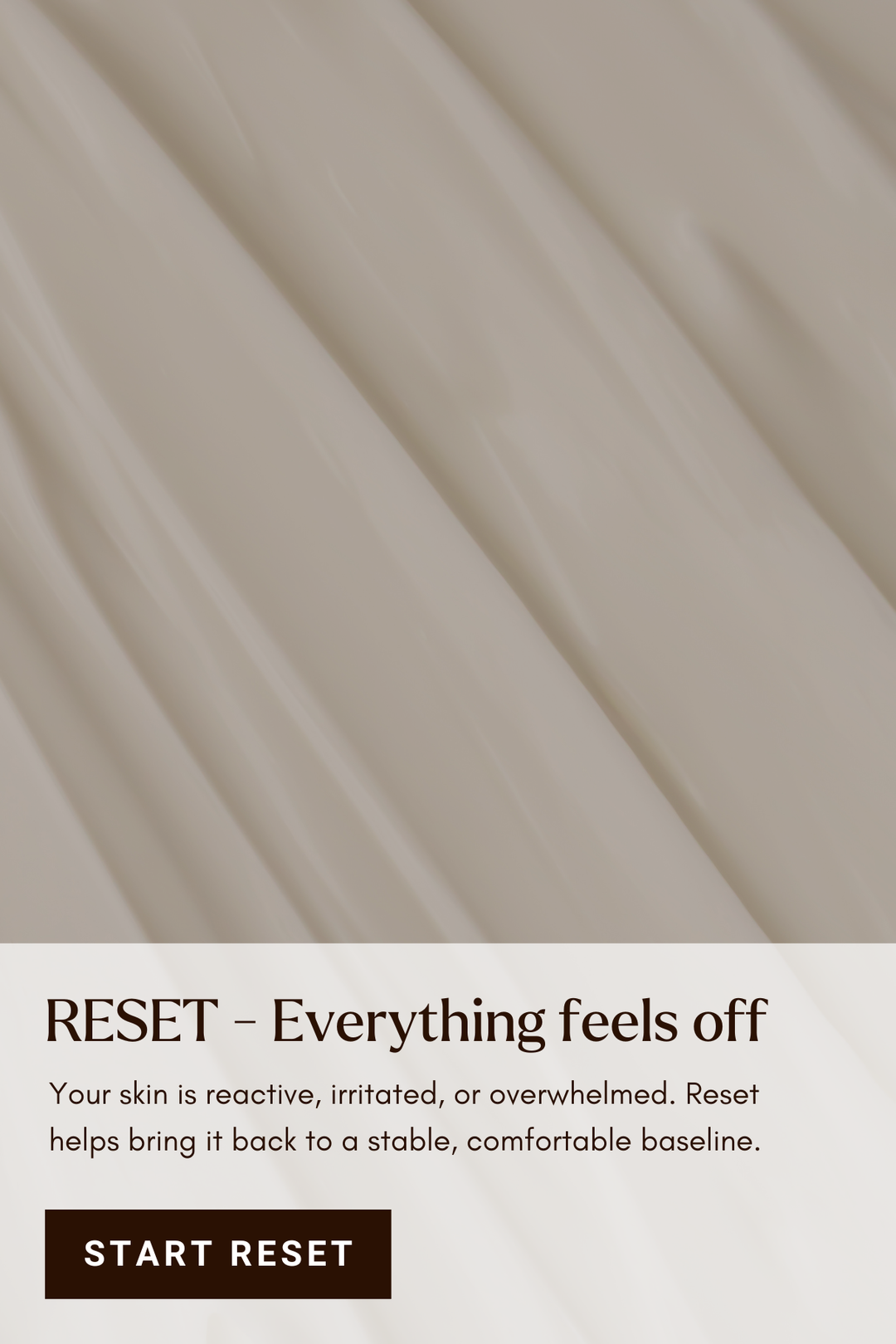 Text overlay on a beige background with a 'Start Reset' button.
